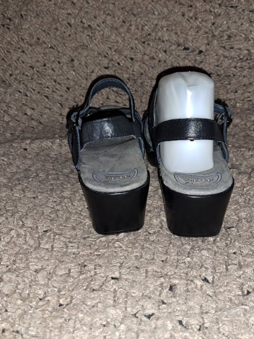 DANSKO-SISSY-Black Leather Slingback Sandal-Strappy/Perforated Wedge-Sz 38-EX - Picture 6 of 8